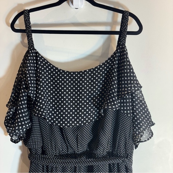 MICHEL STUDIO Sz 24 Additionelle Polka Dots Ruffle Dress Tiered Belted NEW - Picture 2 of 11